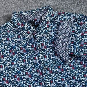 Robert Graham Shirt XL Men's Abstract Pattern Multicolor Blue Long Sleeve Cotton